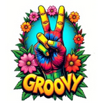 Psychedelic Groovy Peace Sign with Flowers T-Shirts