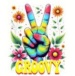 Psychedelic Groovy Peace Sign with Flowers T-Shirts