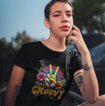 Psychedelic Groovy Peace Sign with Flowers T-Shirts