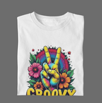 Psychedelic Groovy Peace Sign with Flowers T-Shirts