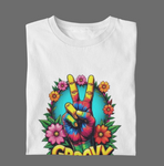 Psychedelic Groovy Peace Sign with Flowers T-Shirts
