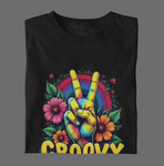 Psychedelic Groovy Peace Sign with Flowers T-Shirts