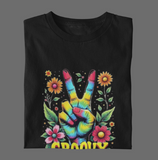 Psychedelic Groovy Peace Sign with Flowers T-Shirts