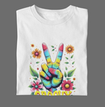 Psychedelic Groovy Peace Sign with Flowers T-Shirts