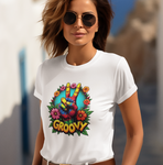 Psychedelic Groovy Peace Sign with Flowers T-Shirts