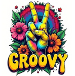 Psychedelic Groovy Peace Sign with Flowers T-Shirts