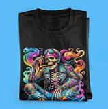 Psychedelic Cigar Smoking Skeleton T-Shirt