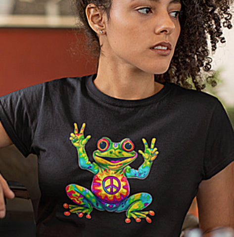 Psychedelic Peace Sign Frog T-Shirt