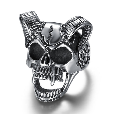 Ram Skull Head Titanium Ring