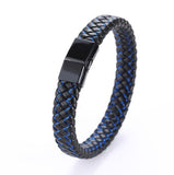 Stainless Steel/Leather Magnetic Clasp Wrist Band