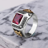 Men's Ruby & Solid 925 Sterling Silver Ring