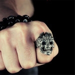 Intricate Scrolled Stainless Steel Skull Ring