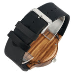 Mens Bamboo & Leather Analog Wristwatch