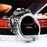 Intricate Scrolled Stainless Steel Skull Ring