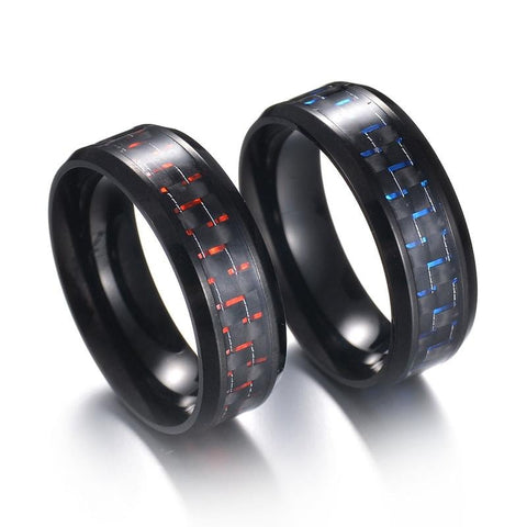 Titanium Steel Black Carbon Fiber Ring