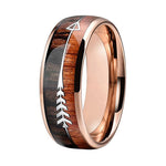 Rose Gold Tungsten Double Wood Inlay Ring