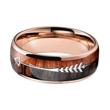 Rose Gold Tungsten Double Wood Inlay Ring