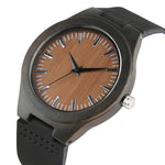 Mens Bamboo & Leather Analog Wristwatch