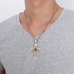 Fleur-de-lis Cross Necklace in Stainless