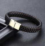 Stainless Steel/Leather Magnetic Clasp Wrist Band