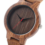 Mens Bamboo & Leather Analog Wristwatch