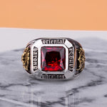 Men's Ruby & Solid 925 Sterling Silver Ring