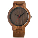 Mens Bamboo & Leather Analog Wristwatch