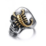 Skull & Scorpion Ring in Stainless/Plated Gold