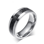 Sleek Stainless Steel & Carbon Fiber Ring