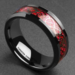 Carbon Celtic Dragon Tungsten Carbide Ring