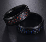 Titanium Steel Black Carbon Fiber Ring