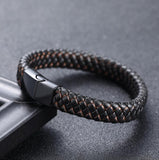 Stainless Steel/Leather Magnetic Clasp Wrist Band