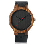 Mens Bamboo & Leather Analog Wristwatch