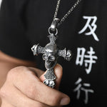 Antiqued Skull & Cross Pendant In 925 Silver