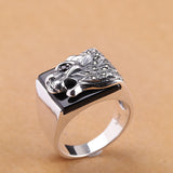 Handmade Silver Leopard & Black Agate Ring