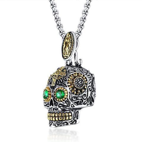 Retro Skull Pendant Necklace in Stainless Steel