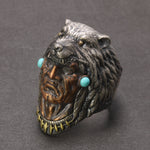 925 Silver Indian Wolf Chief Ring