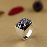 Handmade Silver Leopard & Black Agate Ring