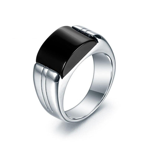 Sterling Silver & Natural Black Onyx Ring