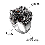 Dragon Ring with Rubies In Sterling Silver