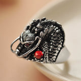 Dragon Ring with Rubies In Sterling Silver