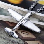 Stainless Steel Airplane Pendant Necklace