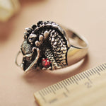 Dragon Ring with Rubies In Sterling Silver