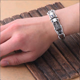 Hand Carved Skeleton Bracelet In Sterling Silver