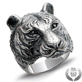 Domineering Tiger Ring In Sterling Silver