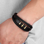 3 Layer Stainless Steel & Leather Bracelet