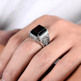 Natural Obsidian & 925 Sterling Silver Ring