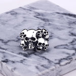 Hand Carved Graveyard Skull Ring In Silver