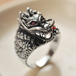 Dragon Ring with Rubies In Sterling Silver