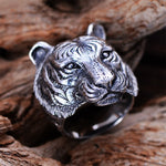 Domineering Tiger Ring In Sterling Silver